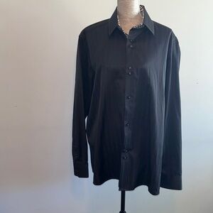 Coogi Classic Men's Button Down Shirt Black w/Leopard Accent’s Extra Large.
